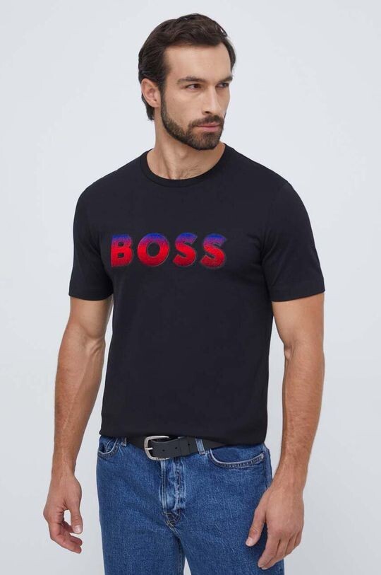 

Хлопковая футболка BOSS Boss, черный