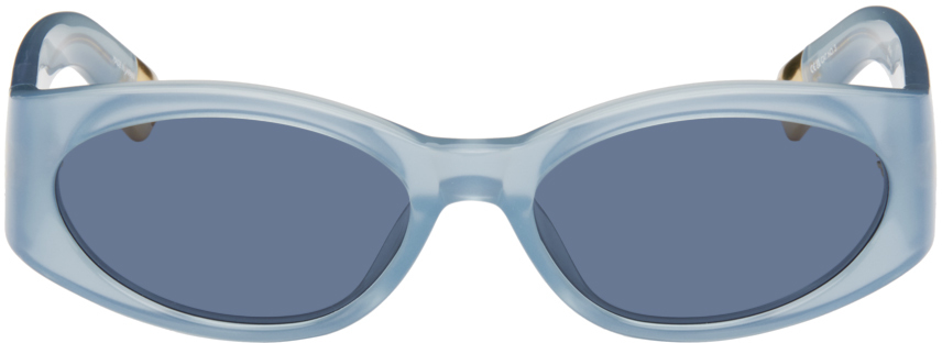 Синие солнцезащитные очки Les Lunettes Ovalo Jacquemus, цвет Blue pearl/Yellow gold