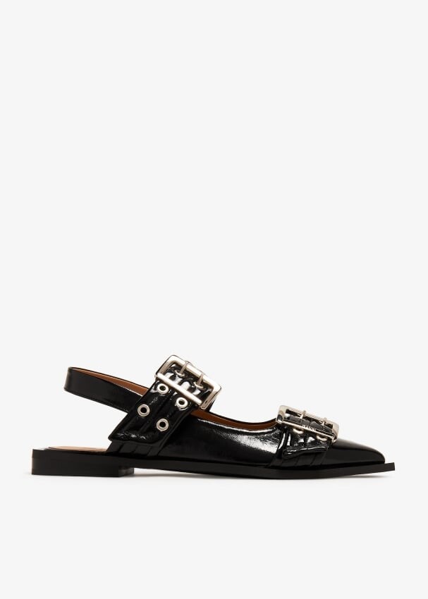

Балетки Ganni Buckle Ballerinas, черный