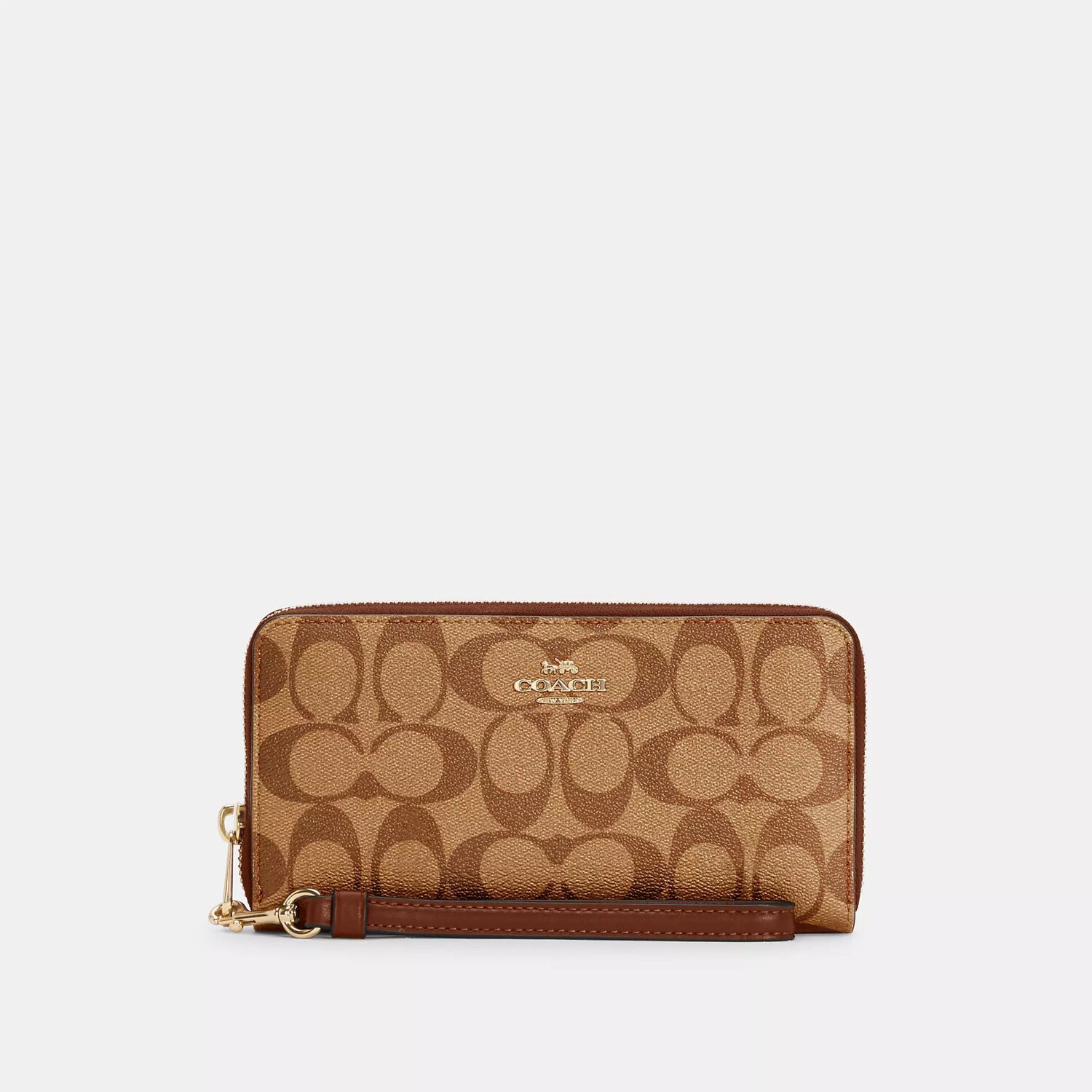 

Длинный кошелек Coach Outlet из фирменной парусины на молнии, цвет Gold/Khaki Saddle 2
