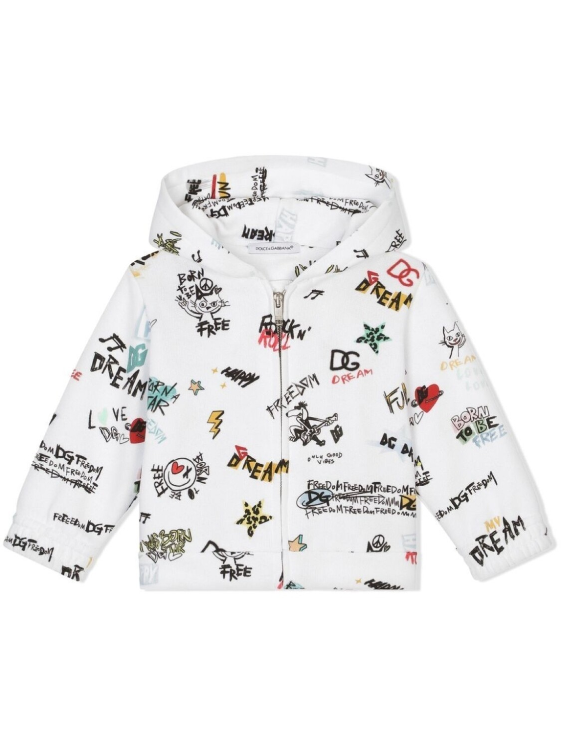 

Dolce & Gabbana Kids худи на молнии с принтом, белый
