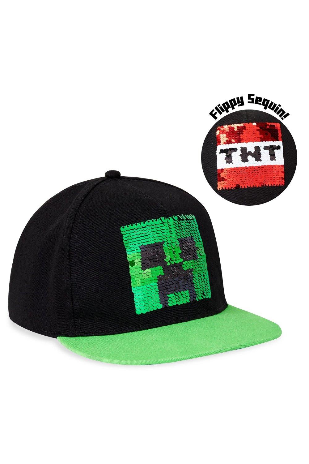 Двусторонняя кепка с пайетками, зеленая Minecraft, мультиколор кепка бейсболка тактическая operator черная