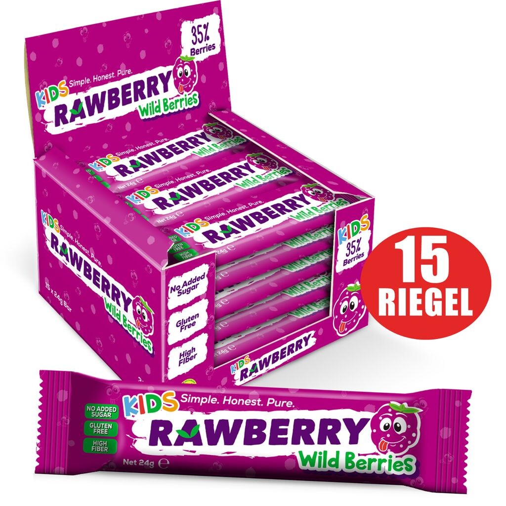 

RAWBERRY, лесные ягоды, без добавления сахара, без глютена, ореховый батончик, веганская закуска (15 x 24 г)
