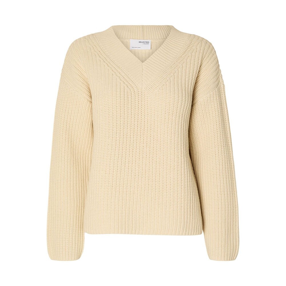 

Свитер Selected Selma V Neck, бежевый