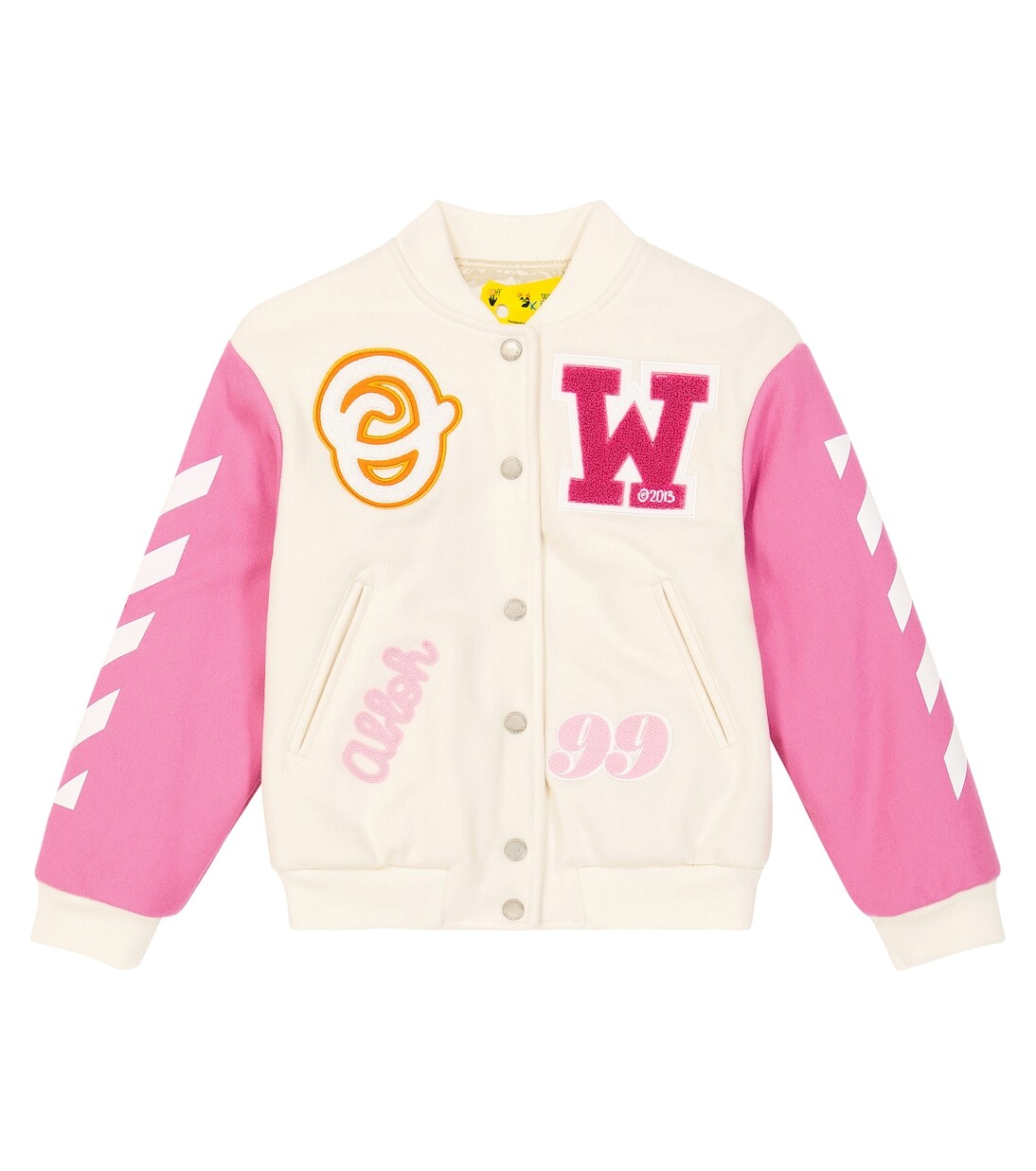 

Университетская куртка с нашивками и аппликацией Off-White Kids, розовый