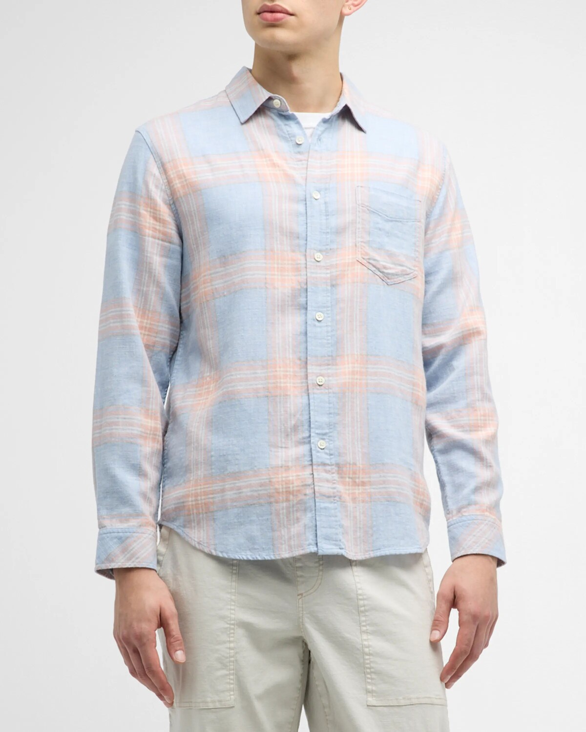 

Мужская рубашка на пуговицах в клетку Wyatt Rails, цвет Coral Blue Melange