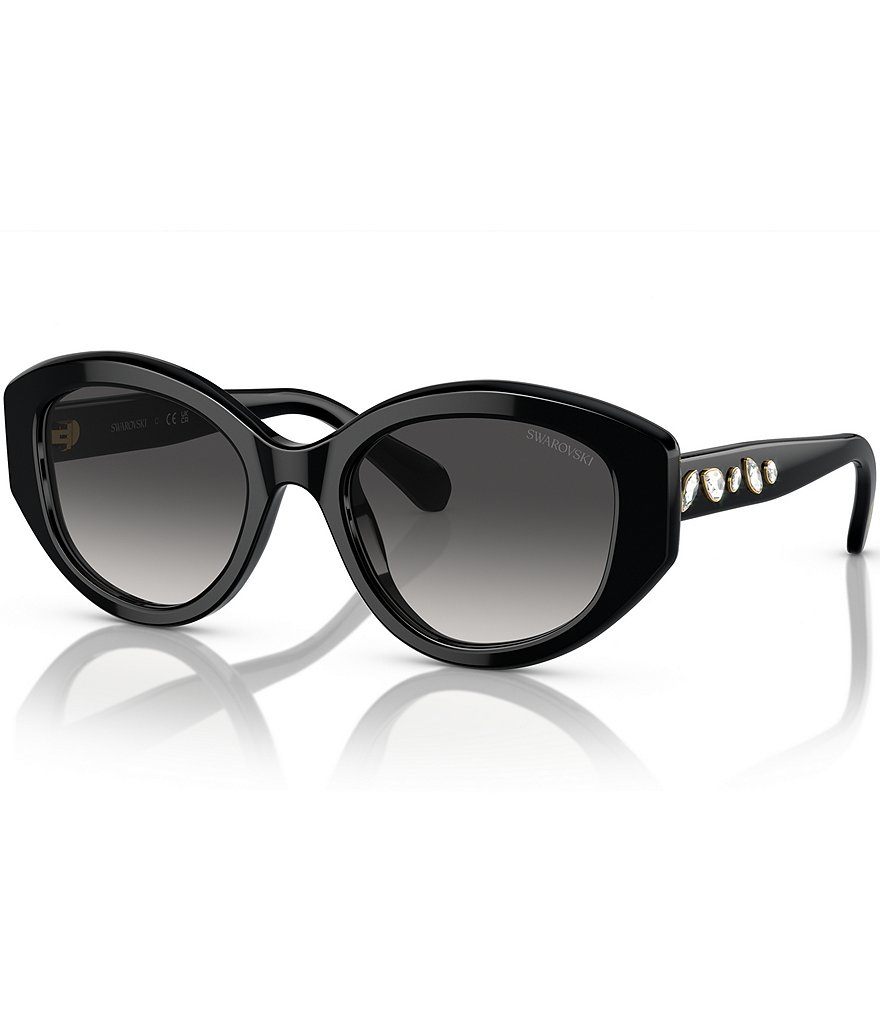 Женские солнцезащитные очки Swarovski SK6005 53 мм с кристаллами неправильной формы, черный swarovski mesmera сет колец разной формы с прозрачными кристаллами
