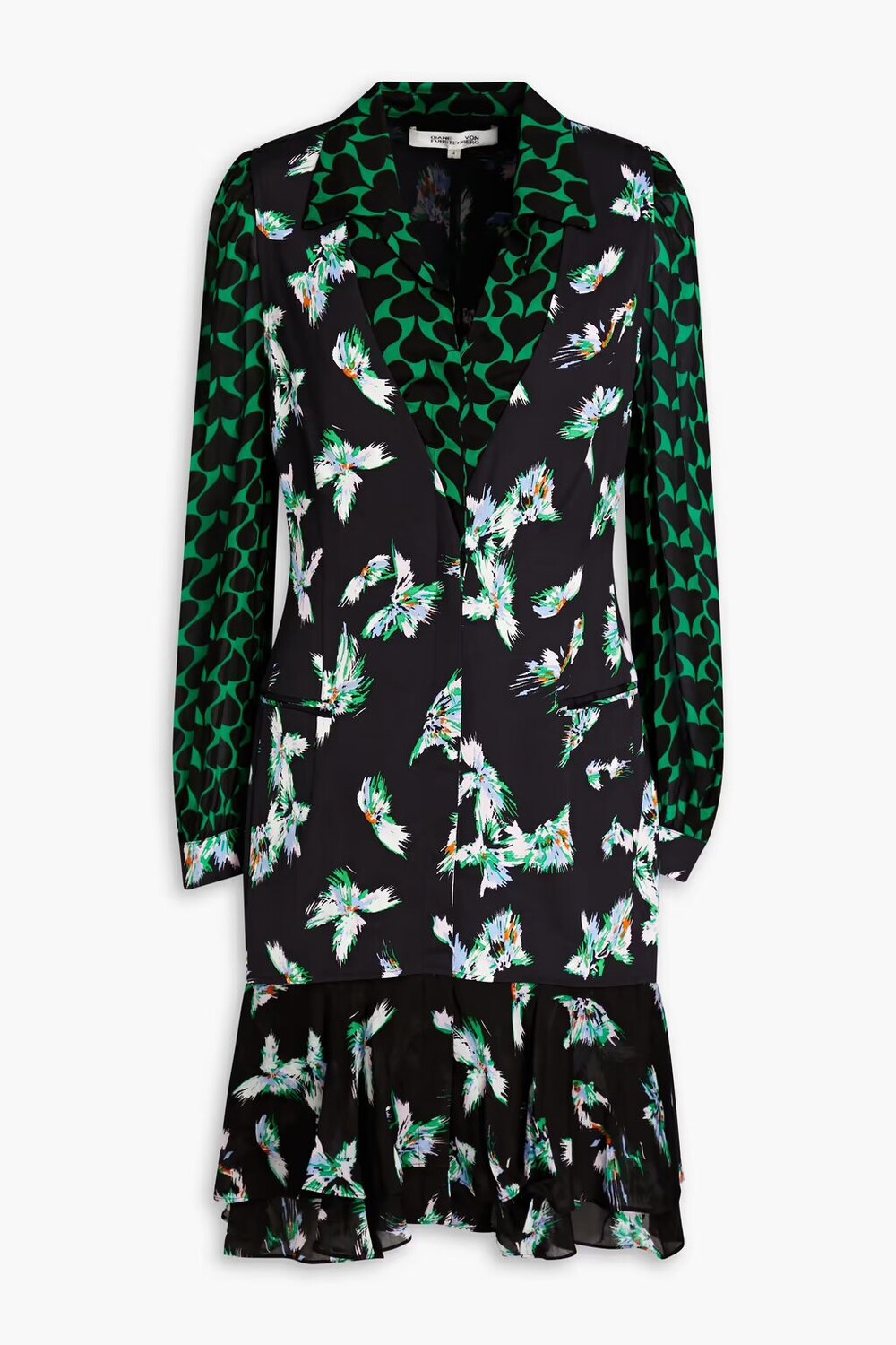 

Многослойное мини-платье Luciano из кади и жоржета с принтом Diane Von Furstenberg, черный