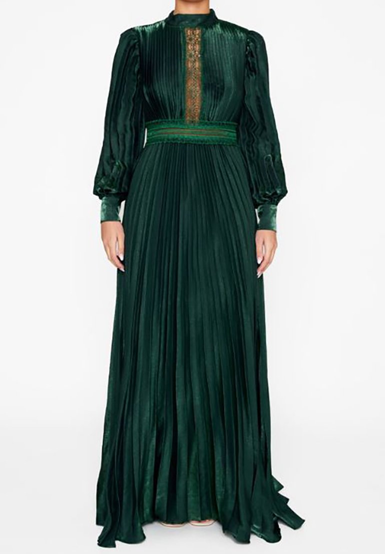 Длинное платье Emerald Pleated Long Sleeve True Decadence, цвет emerald green