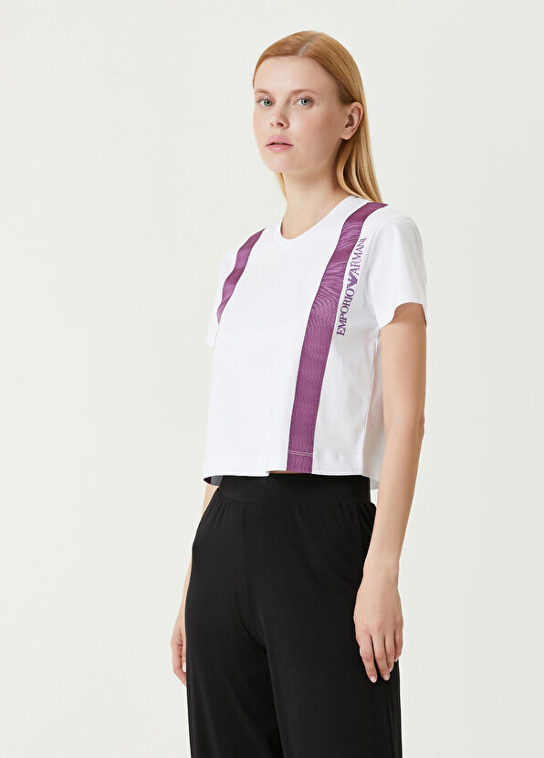 

Футболка с фиолетовой полоской Emporio Armani, белый