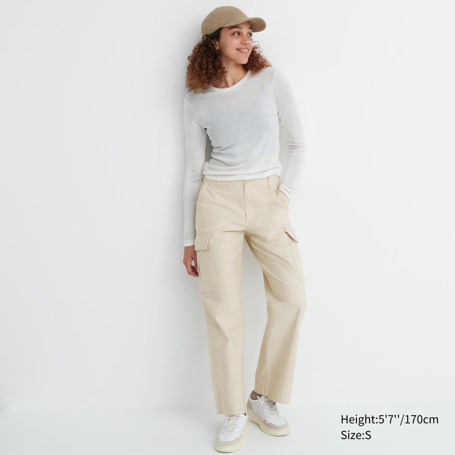 

Брюки-карго UNIQLO прямые, слоновая кость, Бежевый