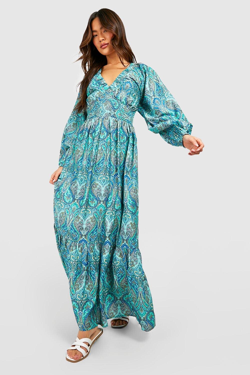 

Платье макси с пейсли boohoo, мультиколор