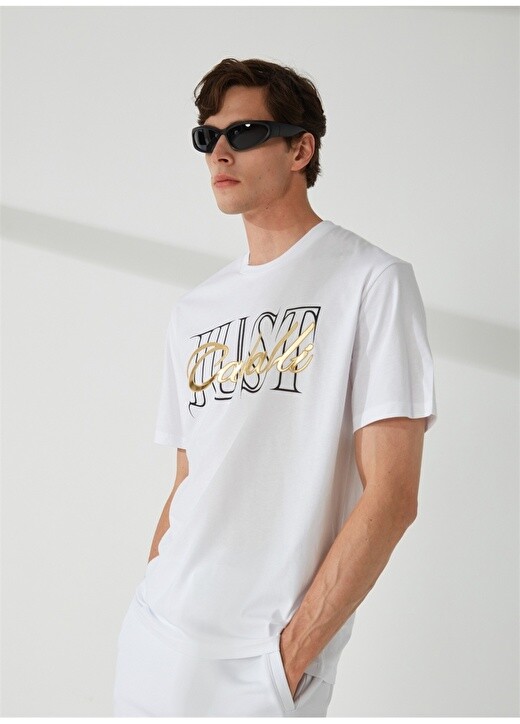 

Белая мужская футболка с круглым вырезом Just Cavalli, Белый