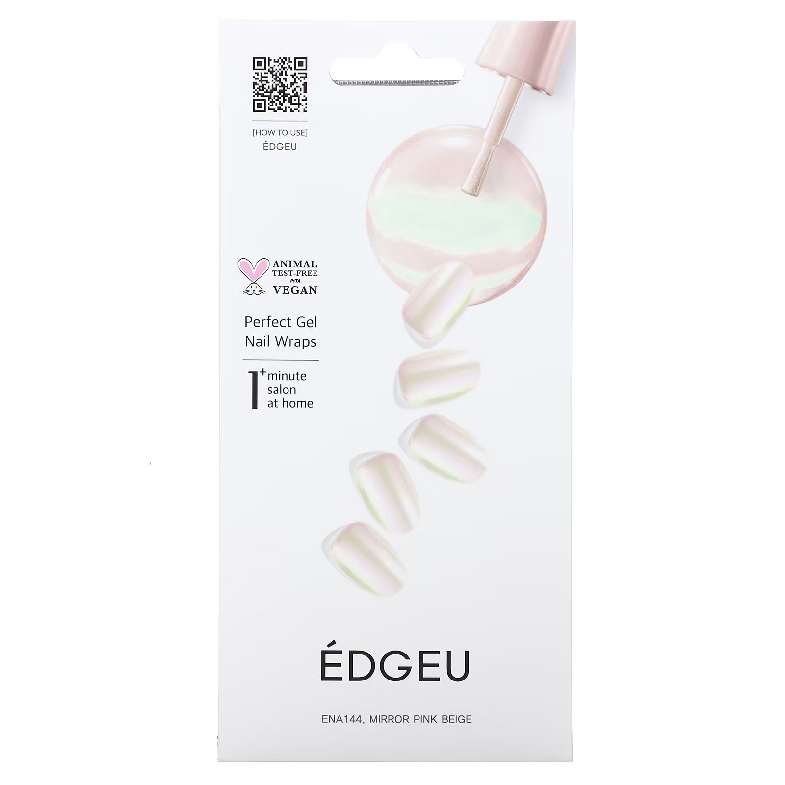 Набор гелевых обертываний для ногтей Edgeu Perfect ENA144 Mirror Pink Beige 1 шт полировальная палочка для кожи 15 см