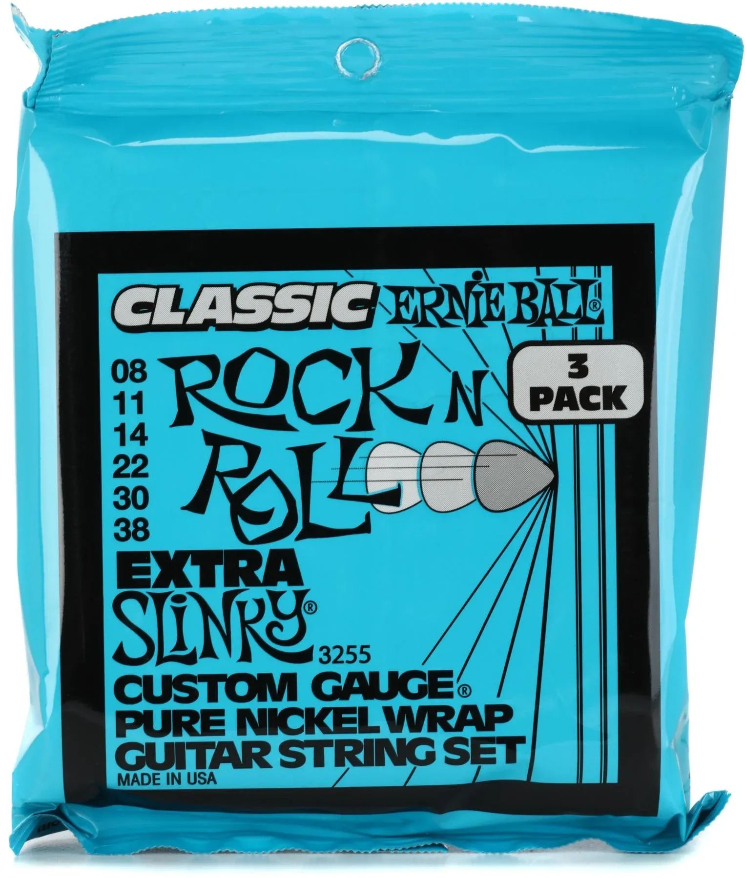 

Ernie Ball 3255 Extra Slinky Classic Rock N Roll Струны для электрогитары — .008-.038 Factory (3 шт.)