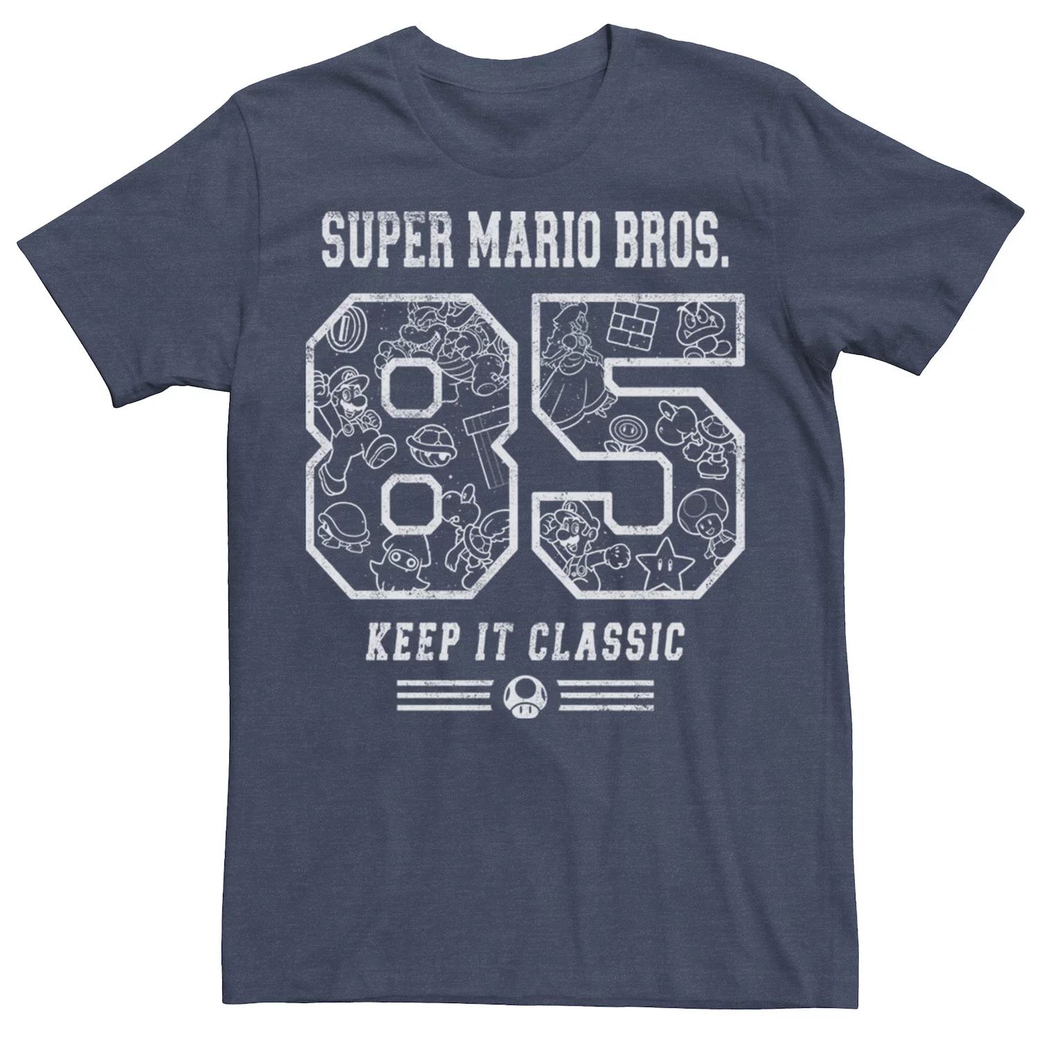 Мужская классическая футболка Super Mario 85 Keep It Licensed Character мужская классическая раскрашенная футболка nintendo super mario keep it licensed character