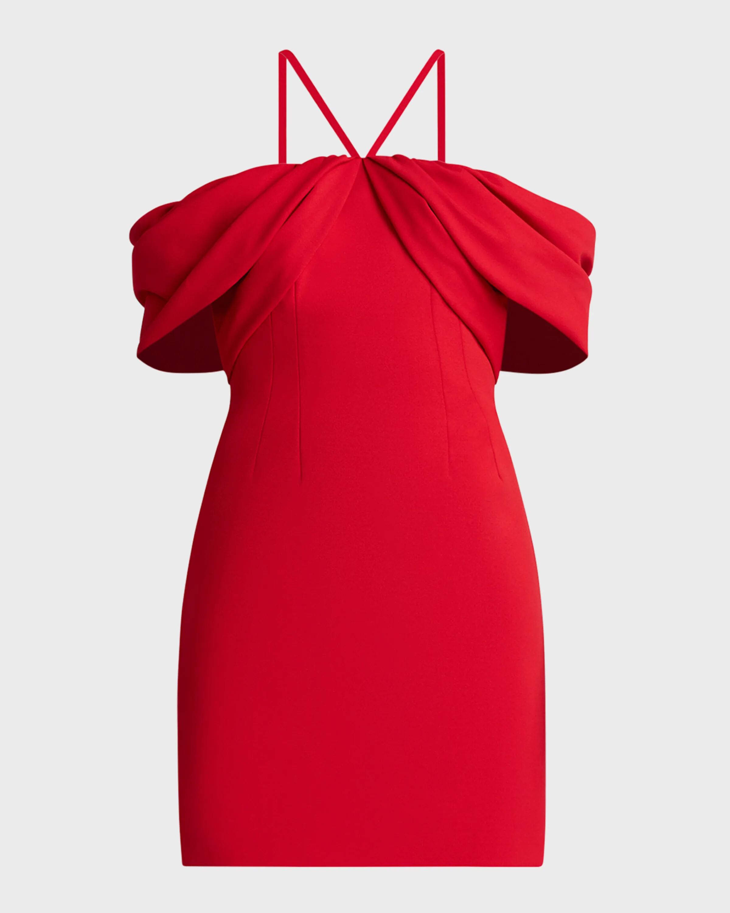 

Мини-платье из крепа с открытыми плечами Zac Posen, цвет Scarlet