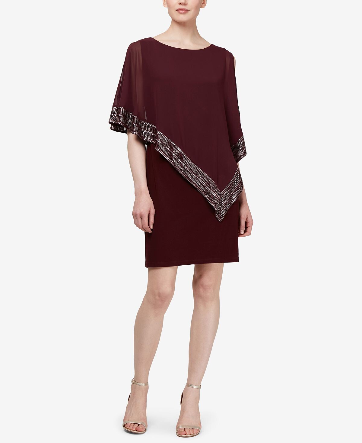 

Платье-футляр с накидкой и металлизированной отделкой SL Fashions