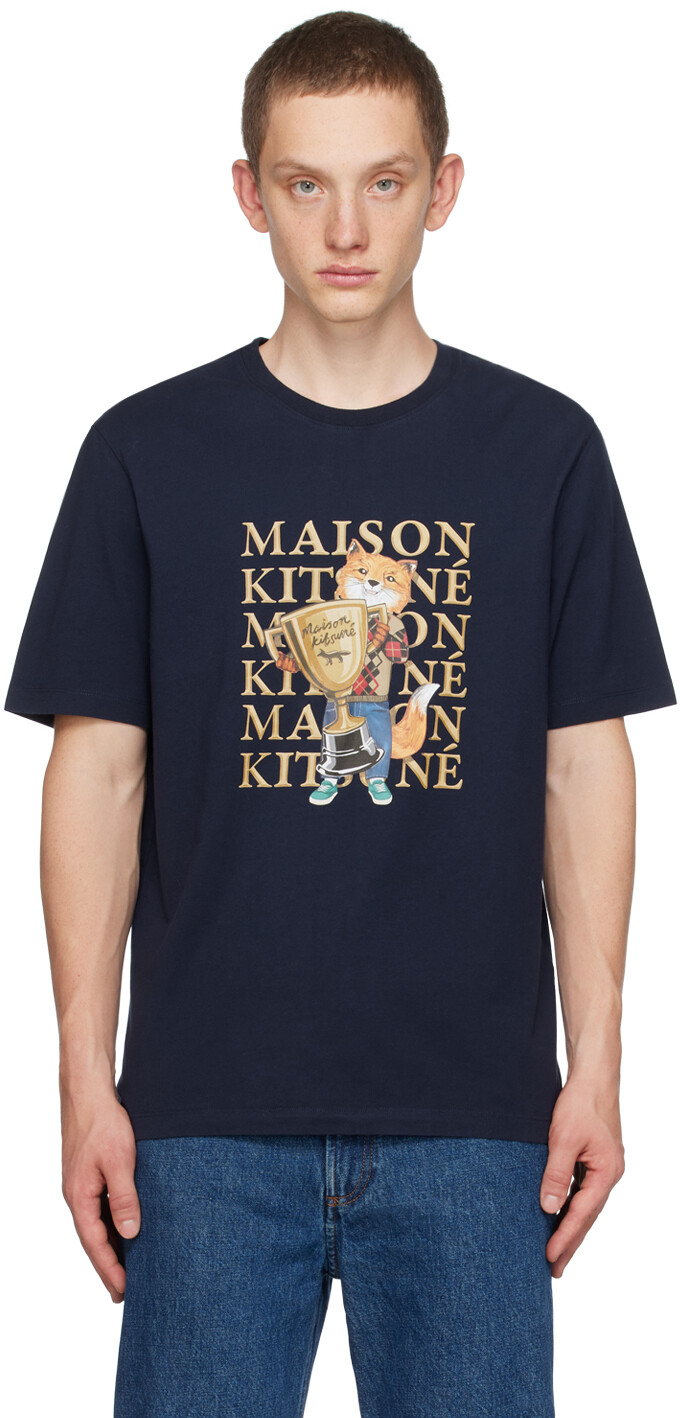 

Темно-синяя футболка Champion Fox Maison Kitsune, Синий