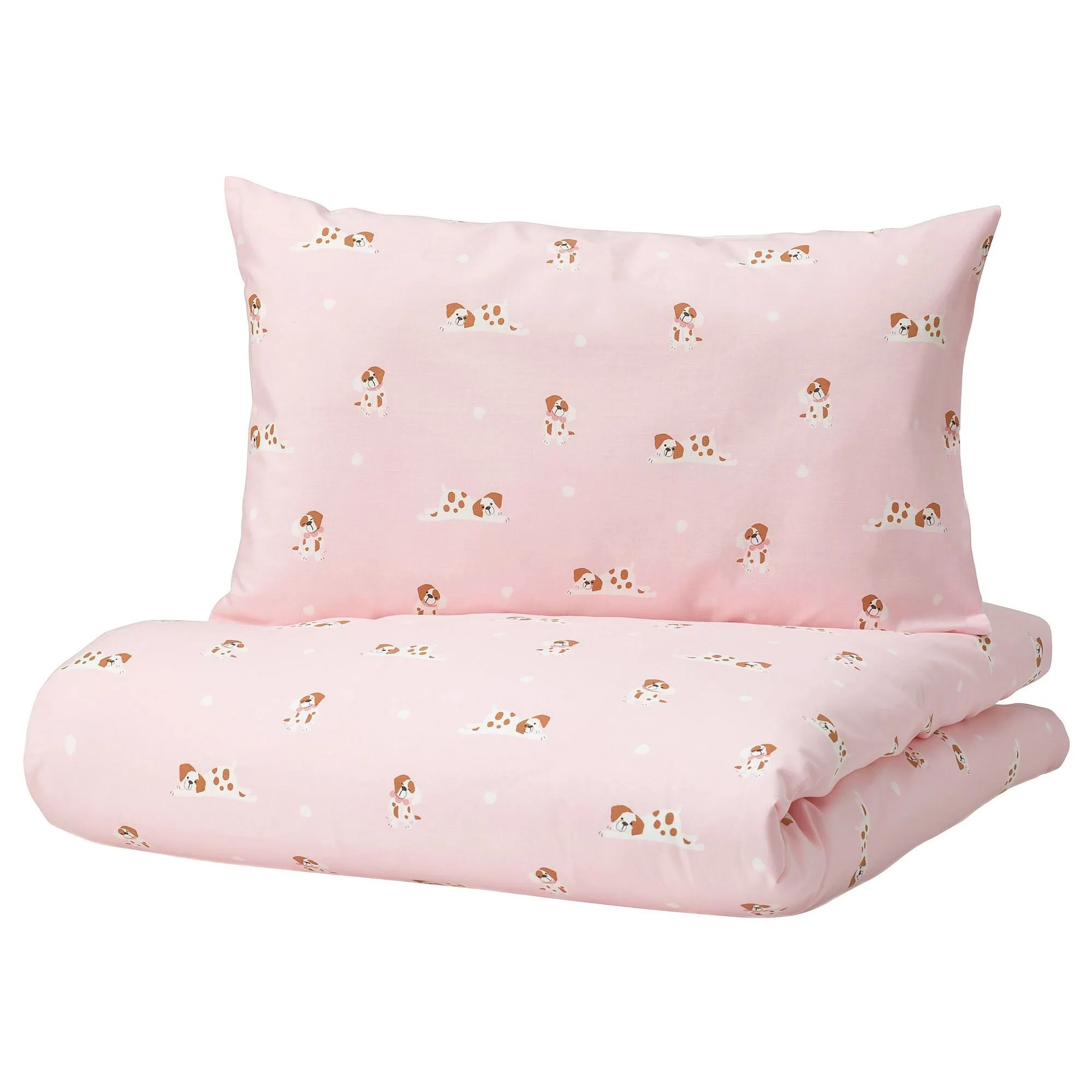 

Пододеяльник/наволочка из хлопка, розовый, 110х125/35х55 см, DRÖMSLOTT IKEA