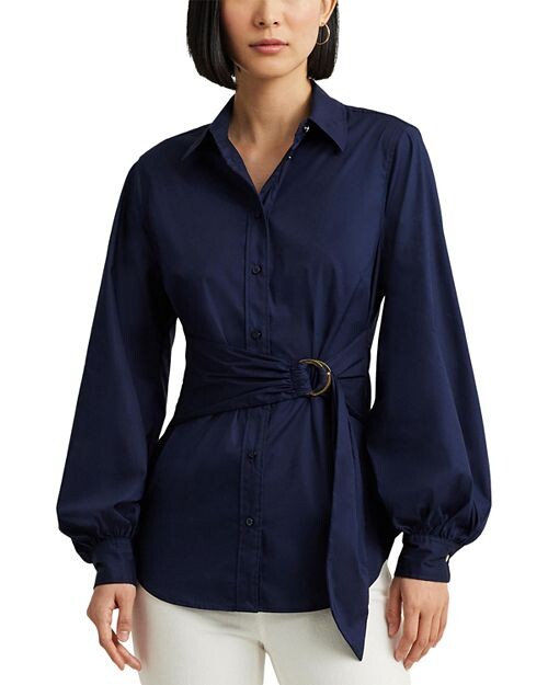 

Рубашка на пуговицах с завязкой спереди Ralph Lauren, цвет Blue