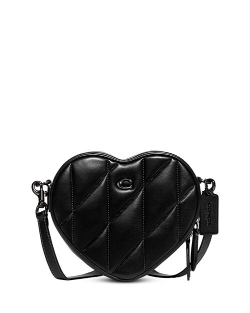 

Маленькая кожаная стеганая сумка в форме сердца COACH, цвет Black