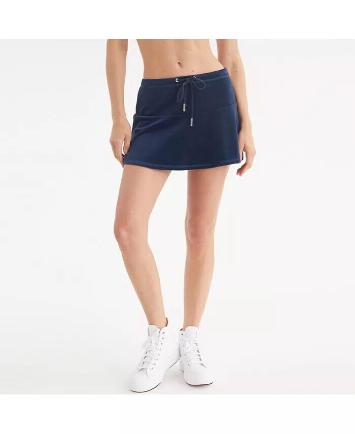 

Женская мини-юбка-клеш с завязками Juicy Couture, синий