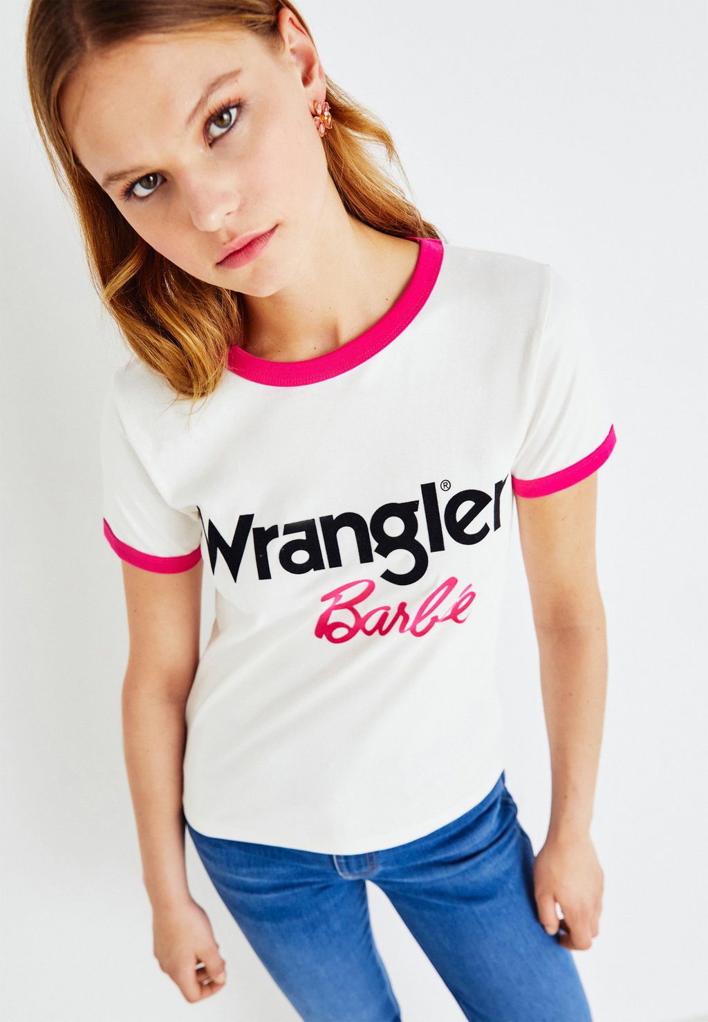 

Футболка с принтом Barbie X Wrangler Ringer Tee Wrangler, цвет worn white