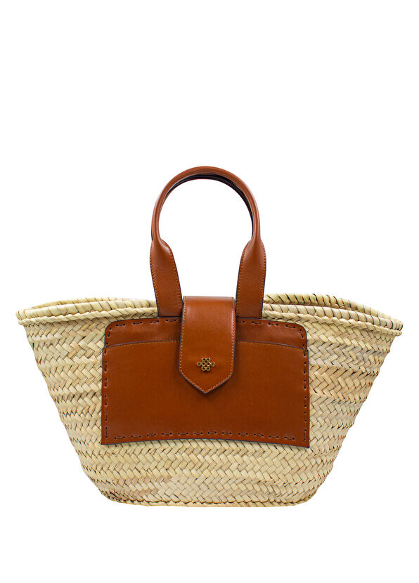 

Rhodes bag коричневая женская сумка из кожи и льна с деталями LOVECAN & BAG