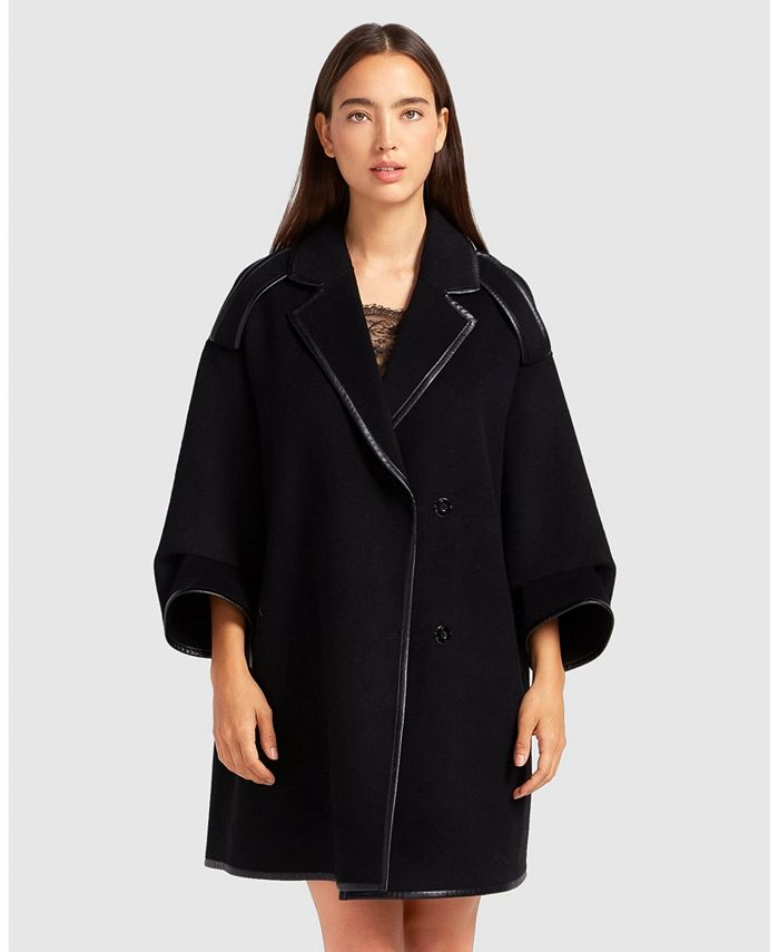 пальто утепленное из хлопка с контрастной отделкой Женское пальто с неполной отделкой Kiss Belle & Bloom, черный