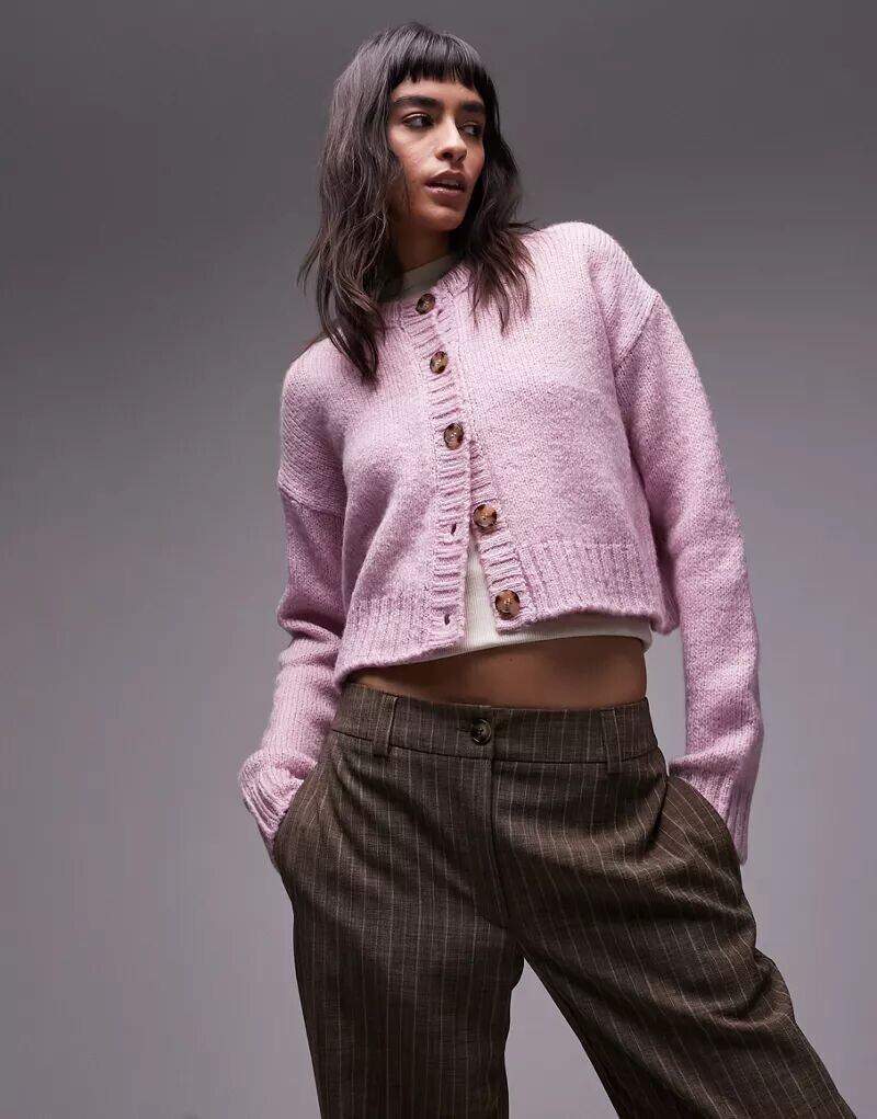 

Розовый кардиган с круглым вырезом Topshop