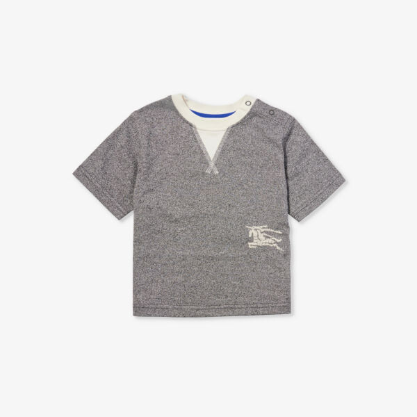

Футболка из хлопкового джерси с короткими рукавами и вышивкой бренда Cedar Burberry, серый