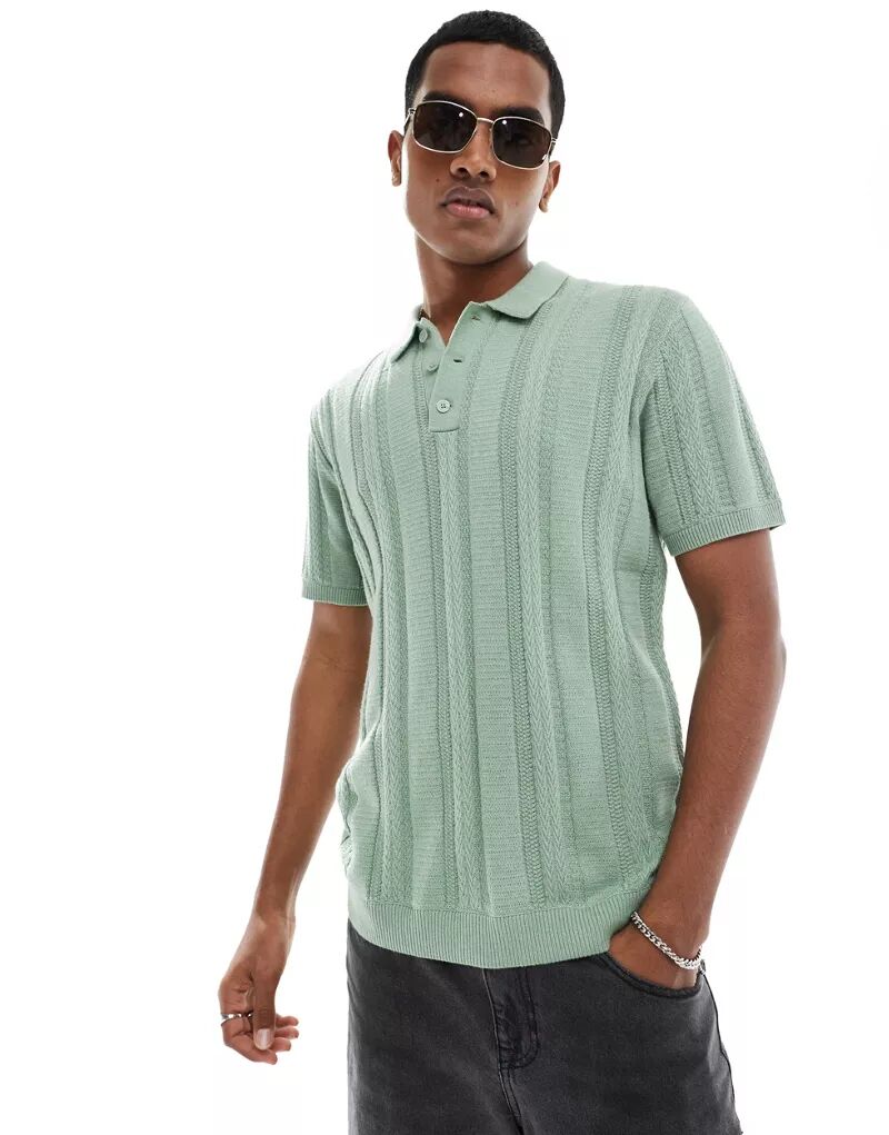 Зеленая трикотажная рубашка-поло Hollister мятно зеленая трикотажная рубашка поло jack