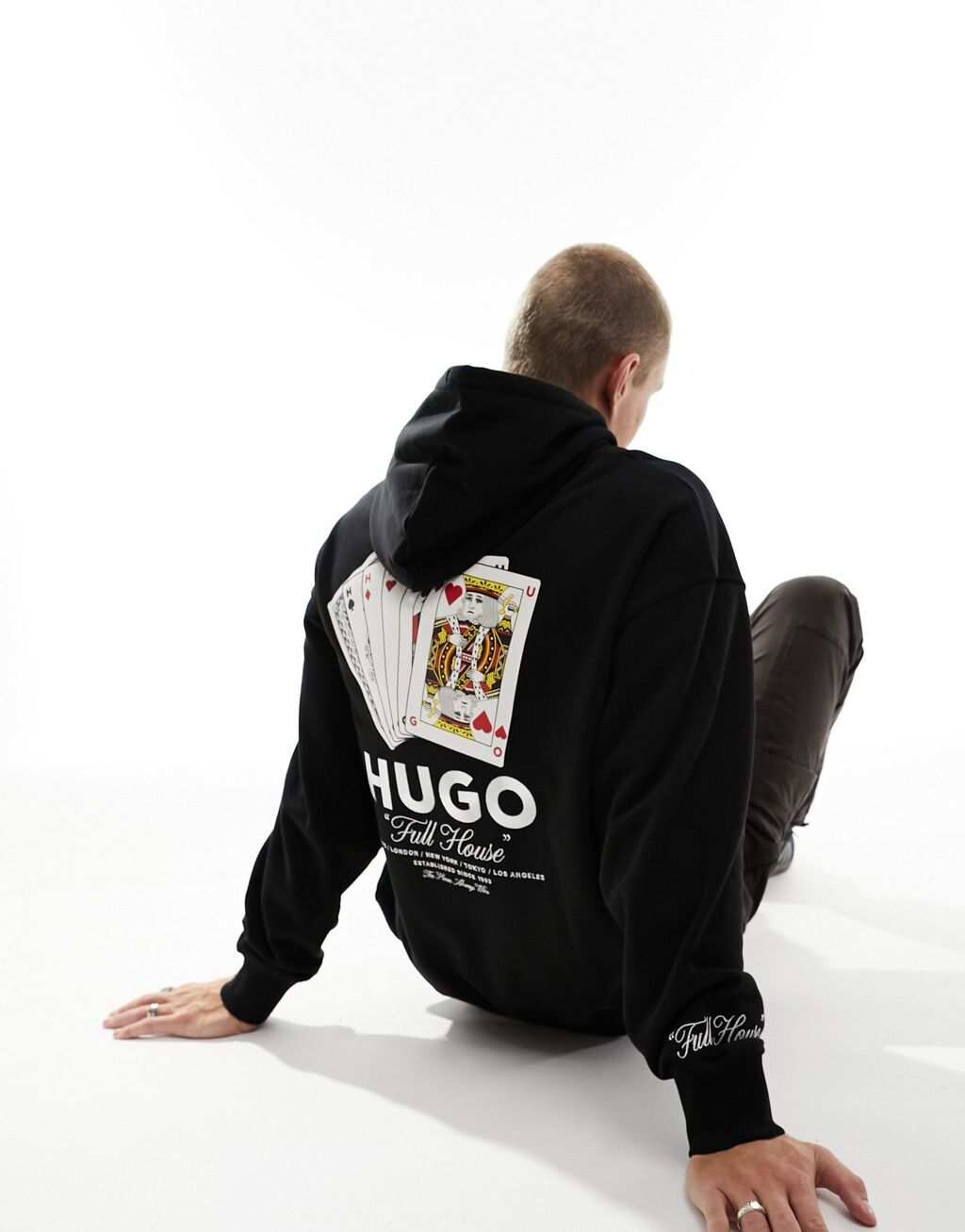 

Черная толстовка оверсайз HUGO Deewax, Черный