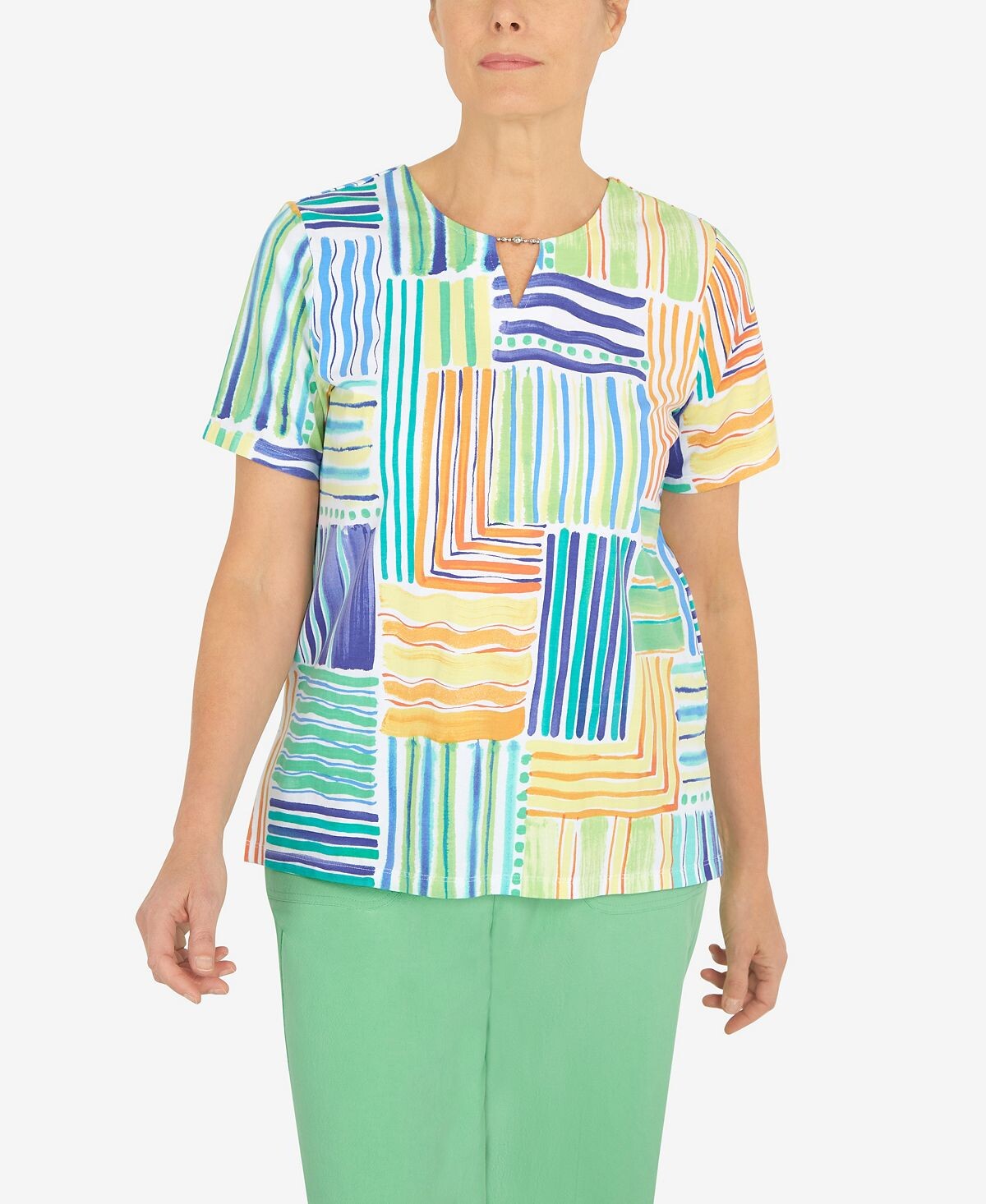 

Футболка в полоску Petite Patchwork Alfred Dunner