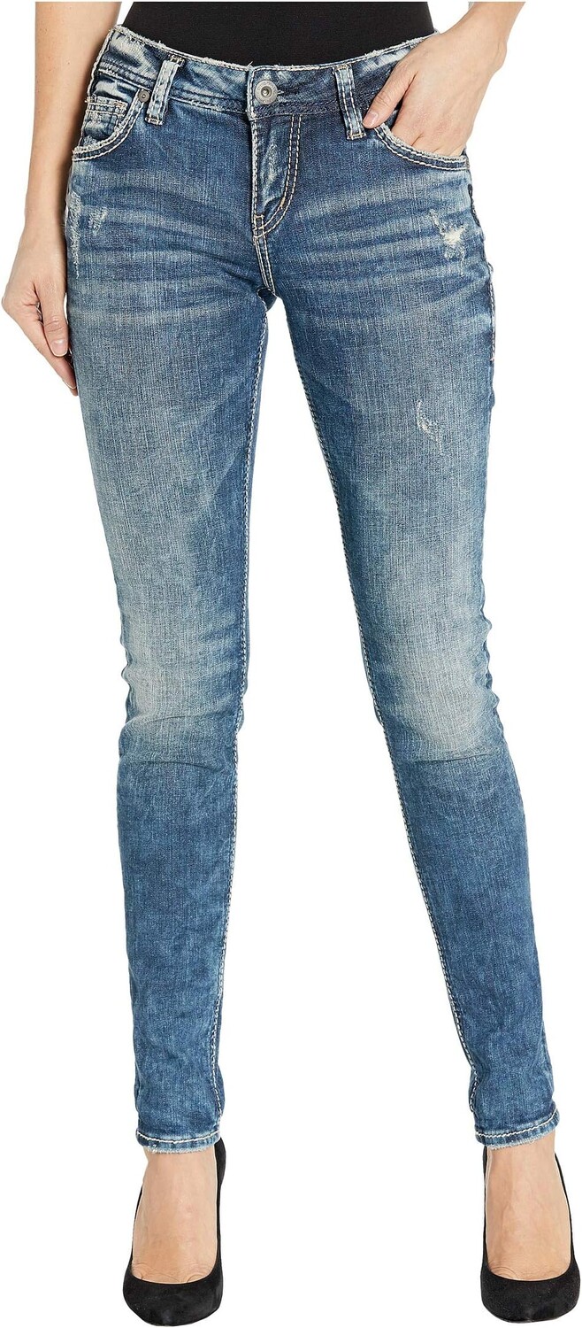 

Джинсы Mid-Rise Skinny Leg Girlfriend Jeans L27137SJL388 Silver Jeans Co., цвет Indigo