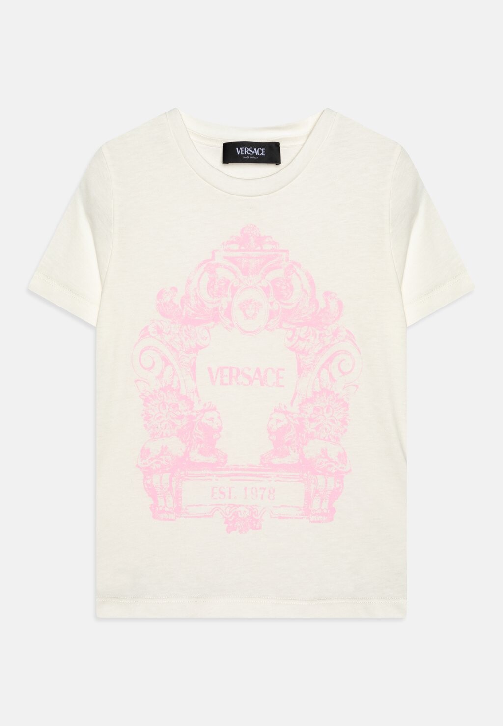 

Футболка с принтом STEMMA LOGO PRINT UNISEX Versace, цвет bianco/rosa