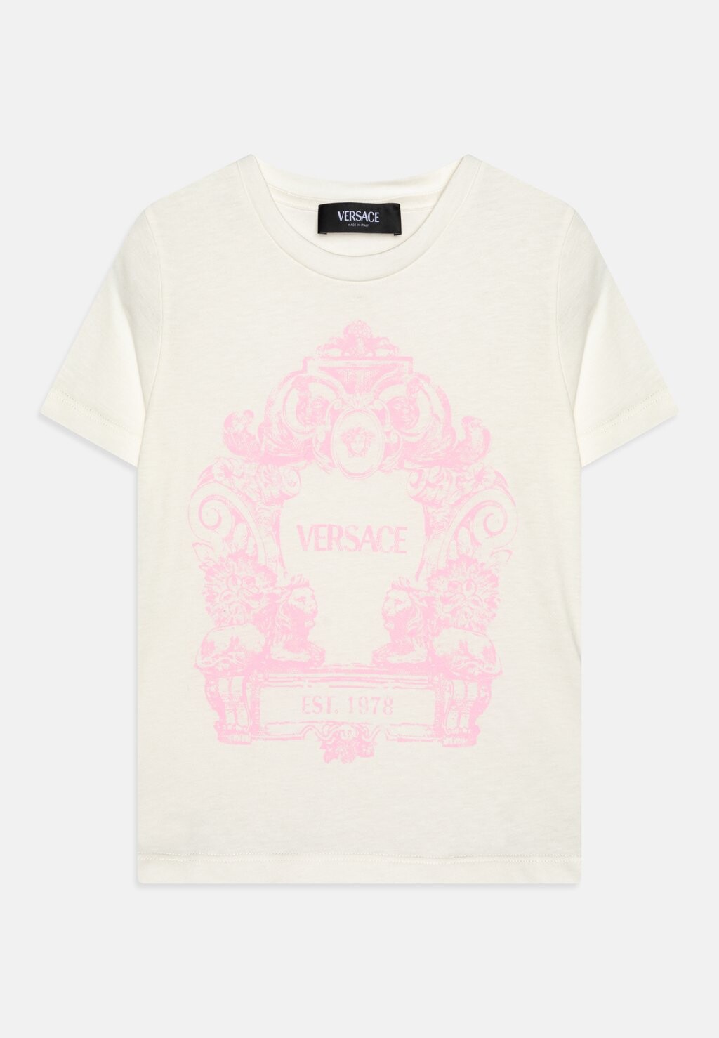 Футболка с принтом STEMMA LOGO PRINT UNISEX Versace, цвет bianco/rosa