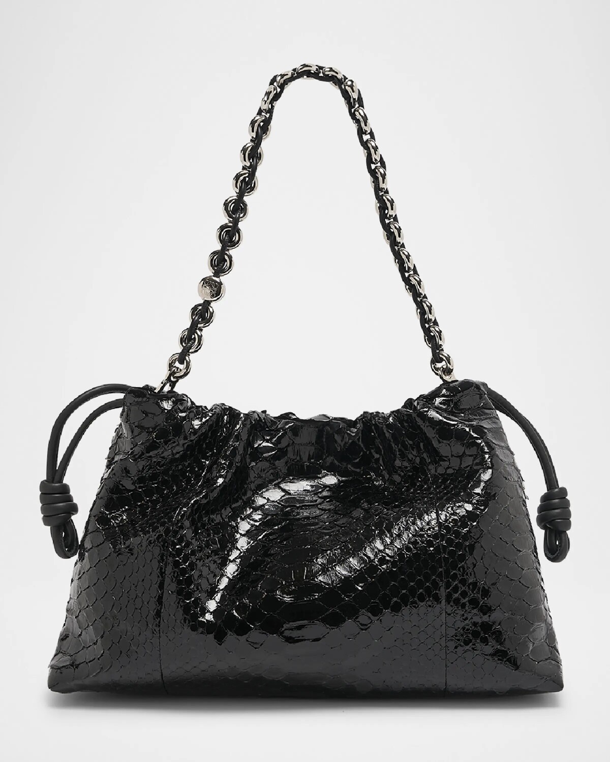 

Большая сумка через плечо Flamenco из лакированного питона Loewe, черный