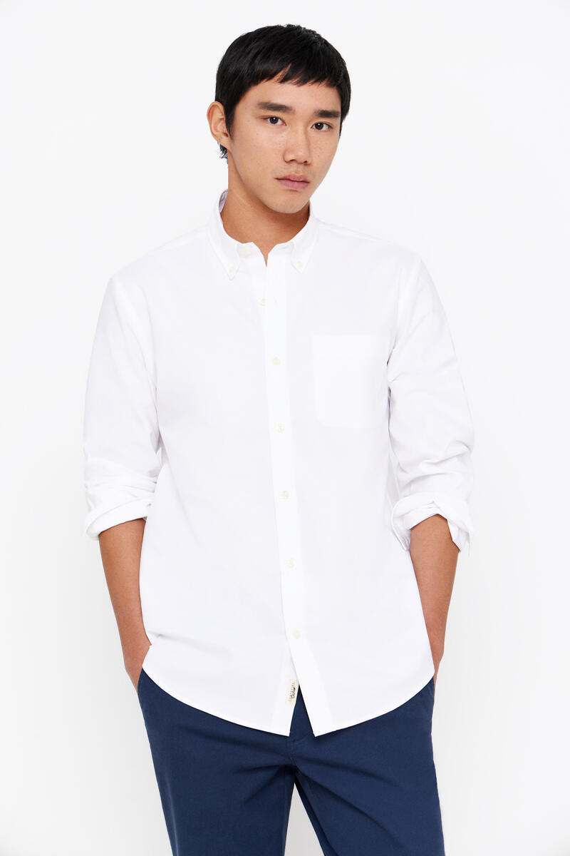 Однотонная оксфордская рубашка Cortefiel, белый