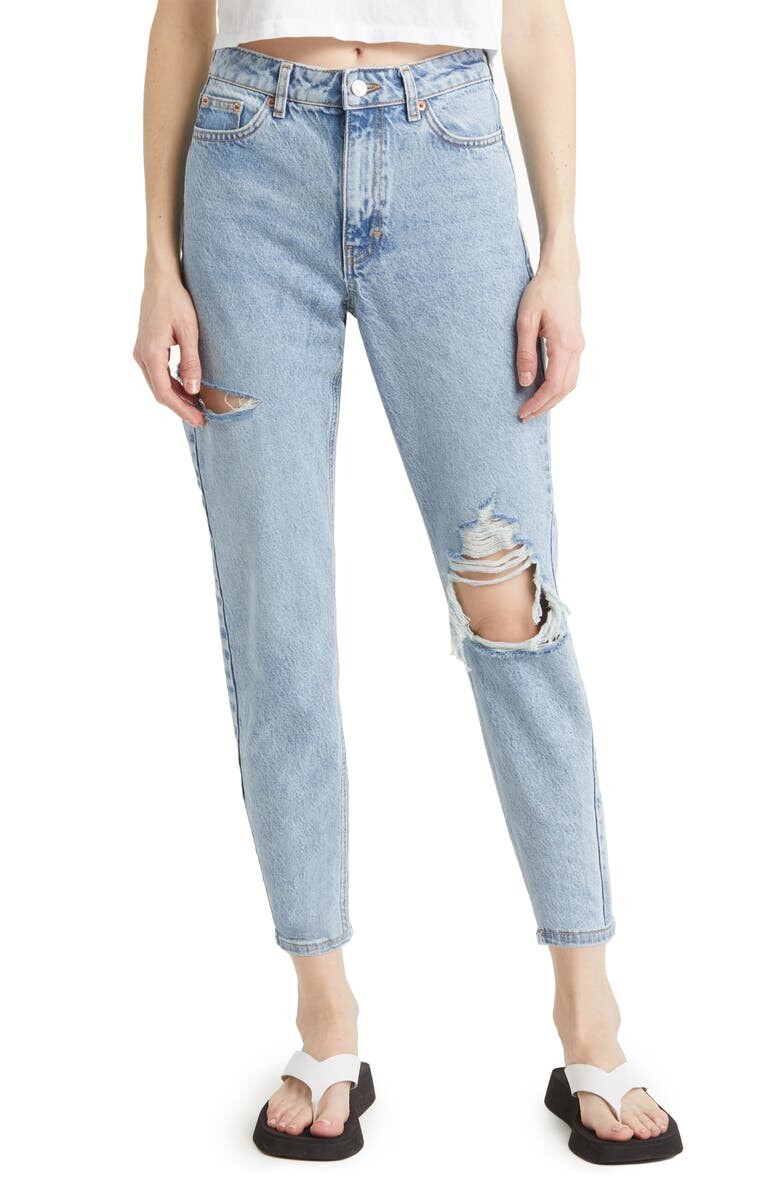 

Рваные джинсы скинни TOPSHOP, светло-синий