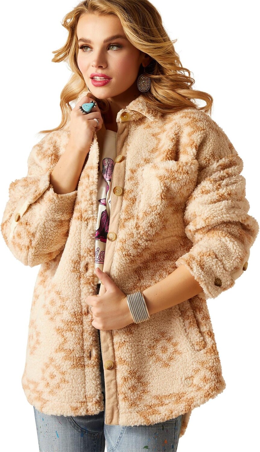

Куртка Sherpa Shacket Shirt Jacket Ariat, цвет Natural Southwest Print