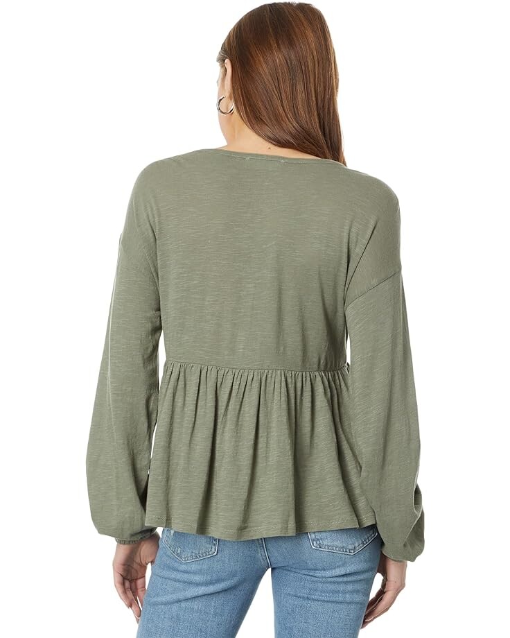 

Топ Lucky Brand Beaded Embroidered Pin Tuck Peplum Top, цвет Balsam Green