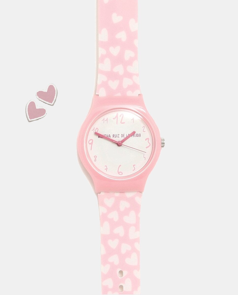 Набор раскладных часов и сережек Pink Hearts Agatha Ruiz de la Prada, розовый