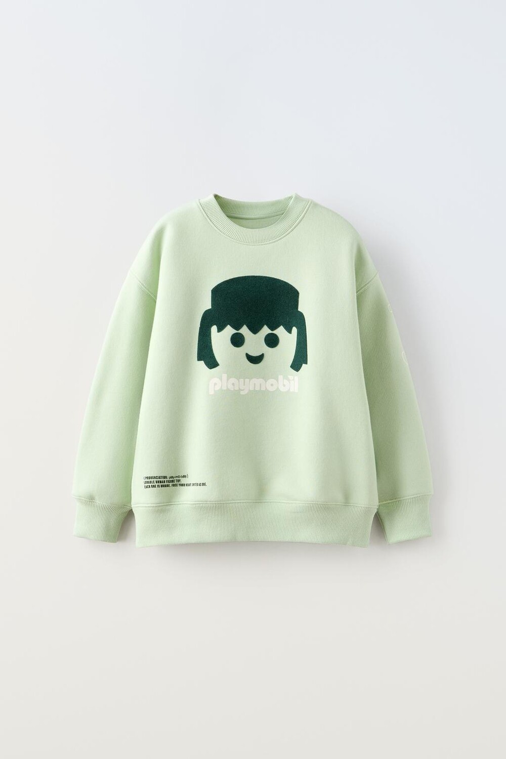 

Свитшот playmobil с флокированным принтом ZARA, светло-зеленый