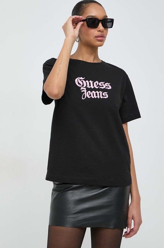 

Хлопковая футболка Guess, черный