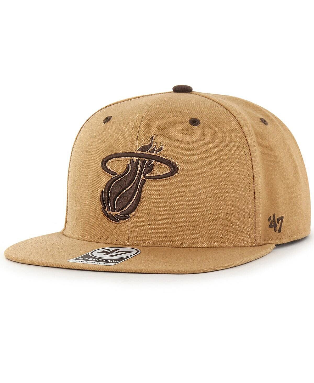 

Мужская коричневая кепка Miami Heat Toffee Captain Snapback '47 Brand