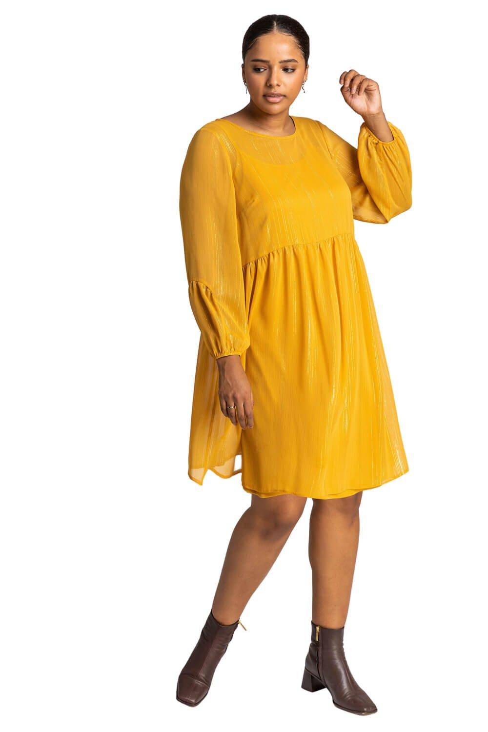 дополнительные секции exost curve tube extension kit 20236 Свободное платье Curve из шифона с мерцающими полосками Roman, желтый