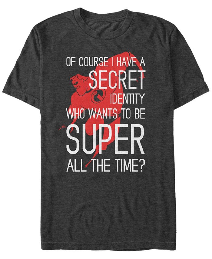 Мужская футболка Disney Pixar «Суперсемейка Secret Identity» с коротким рукавом Fifth Sun, серый