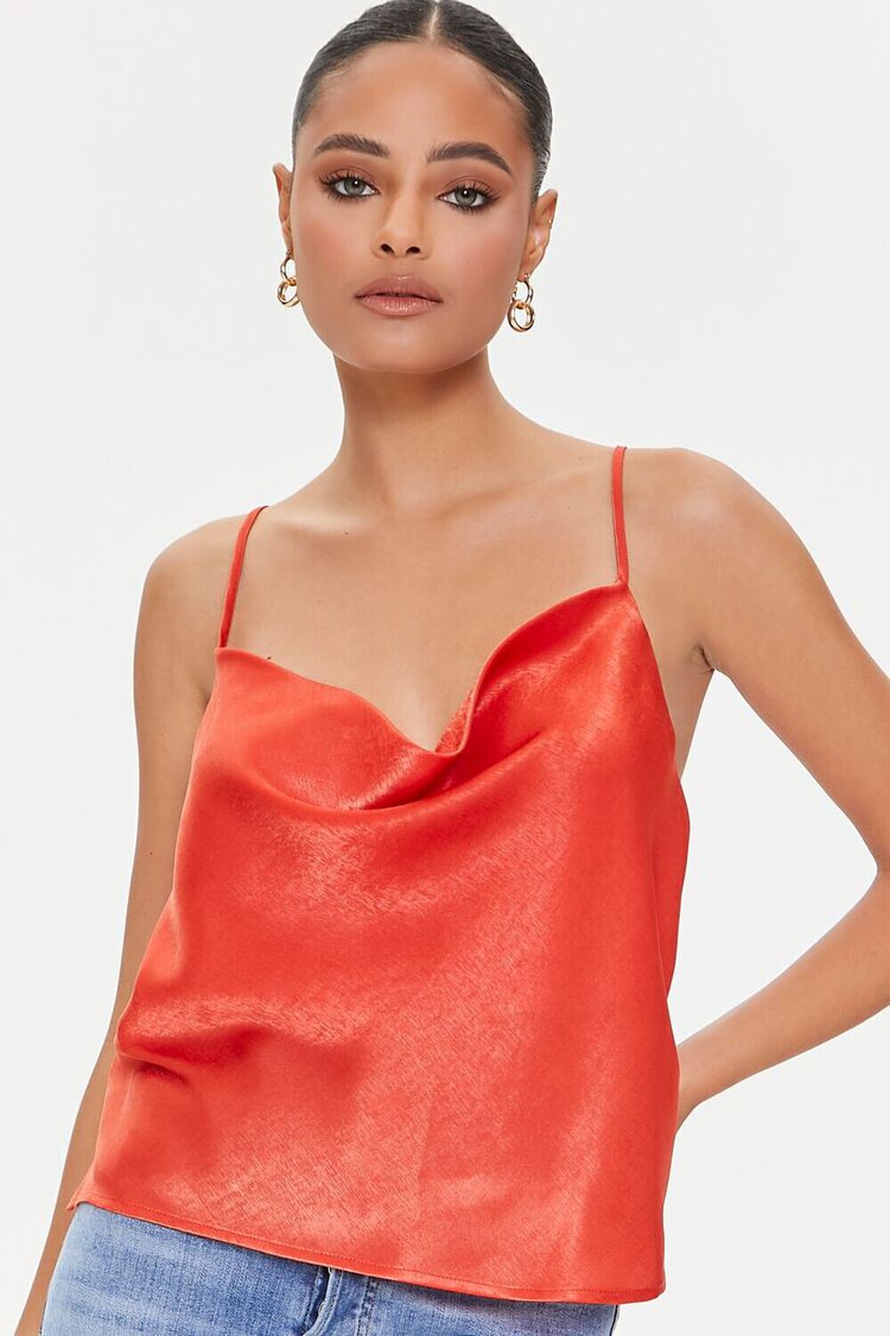 

Атласная майка с капюшоном Forever 21, красный